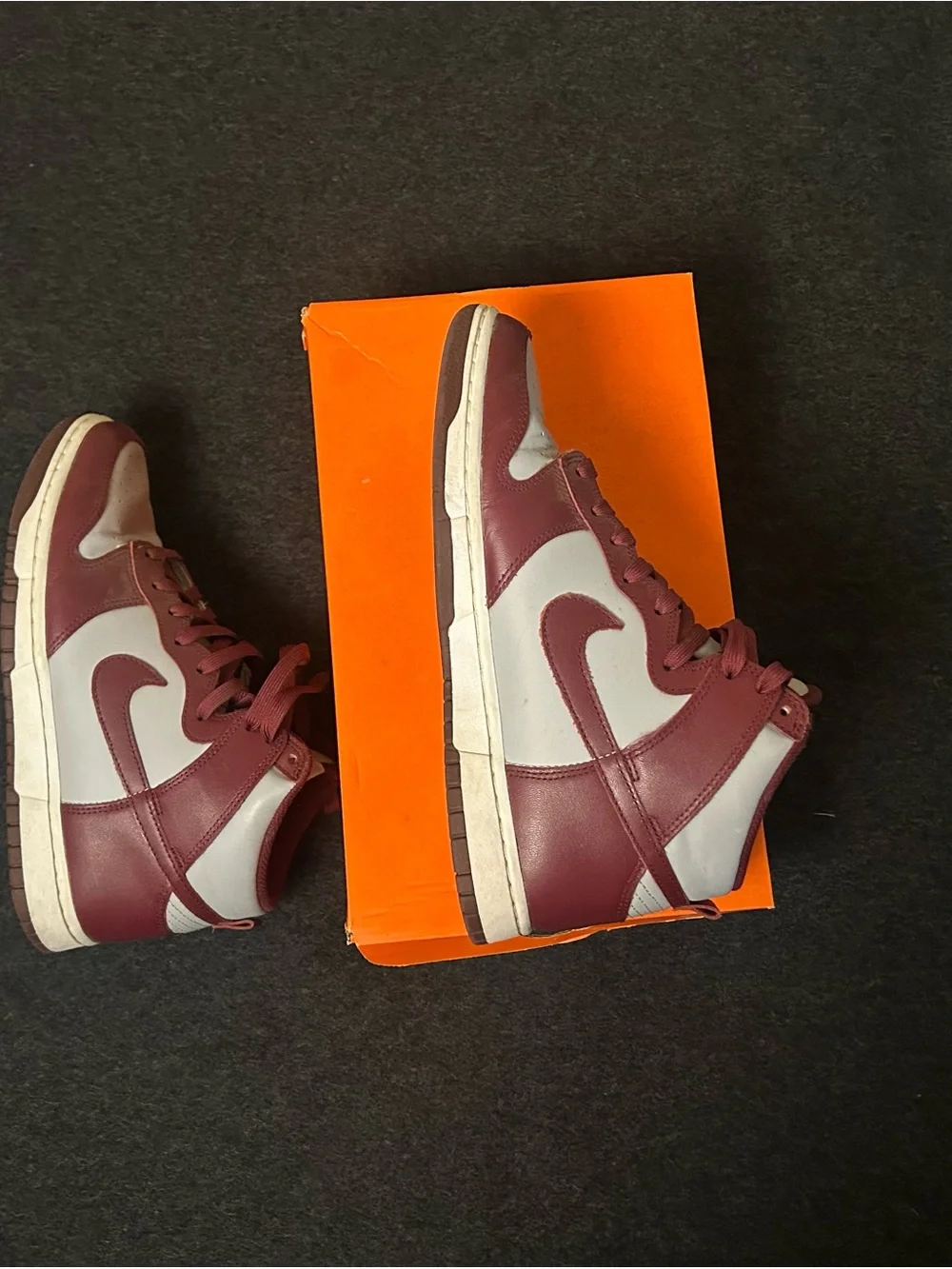 Nike Dunk High Burgundy and White Leather Sneakers